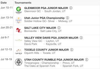 2022 Utah PGA Junior Majors Schedule Released 2022 Utah PGA Junior Majors Schedule Released